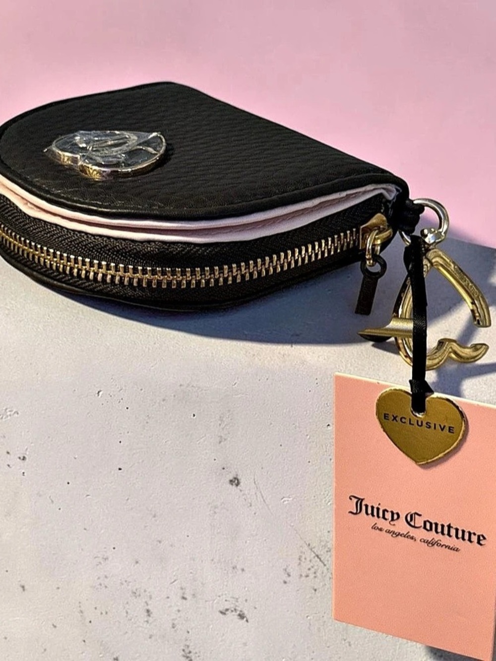 Juicy Couture chocolate & pink small card holder/ wallet NWT